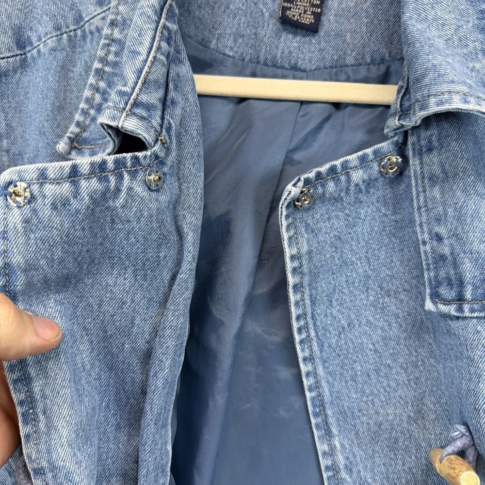 Casual & Co Denim Toggle Jacket Women's 2XL Blue Cottagecore Fisherman Utility - Picture 8 of 13